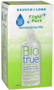 Bausch & Lomb Biotrue Flight-Pack 100 ml (Bausch & Lomb, 8203) Diese Kombilösung von Bausch & Lomb orientiert sich an der Biologie des menschlichen Auges, indem verschiedene Eigenschaften der natürlichen Tränenflüssigkeit übernommen werden.
